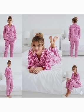 LOLA & COCO LA SENZA Classic Flannel Cotton PJ Set with Dog Print- NEW